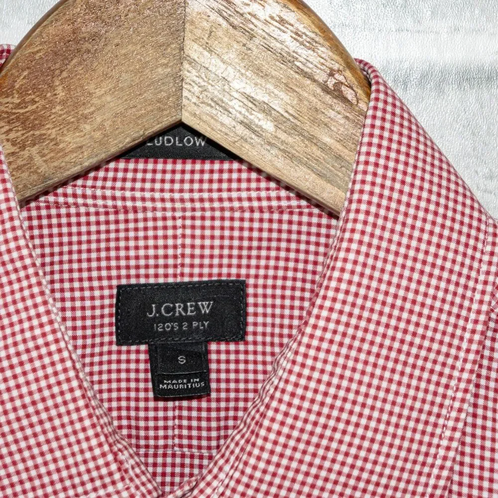 J.Crew Ludlow fit Button up Shirt Red mini Check 2-ply size Small